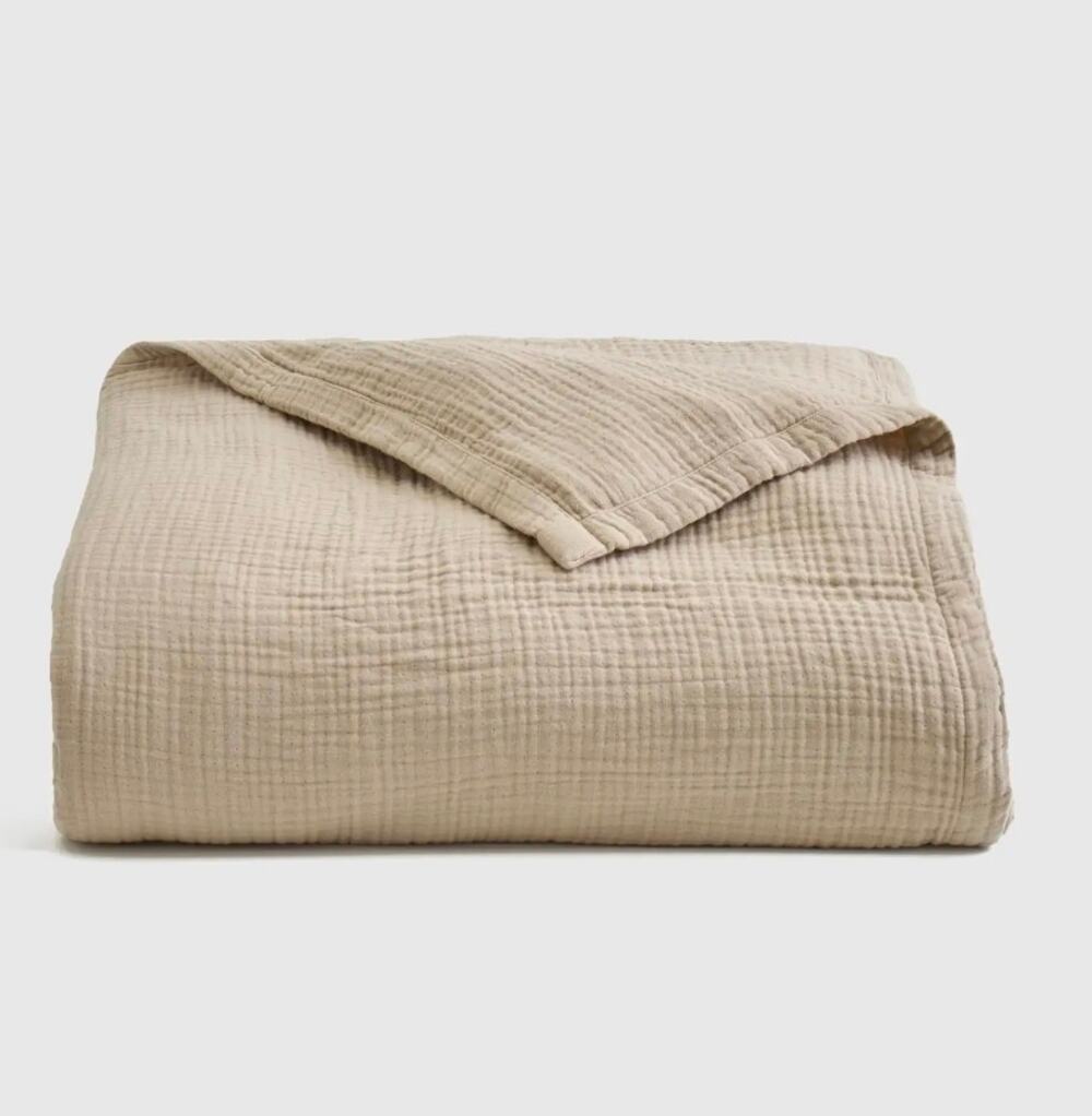 NWOT Quince 100% Organic Cotton Gauze Blanket Full Queen Dune MSRP $79.90